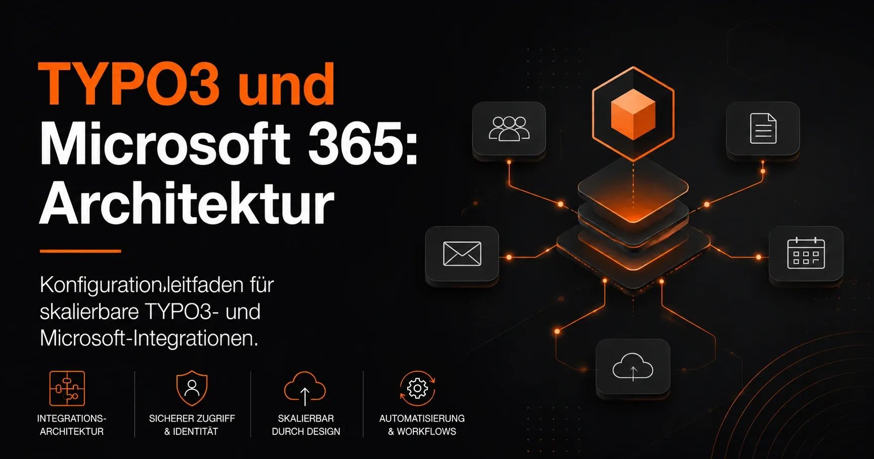 Architekturdiagramm zur Integration von TYPO3 mit Microsoft 365